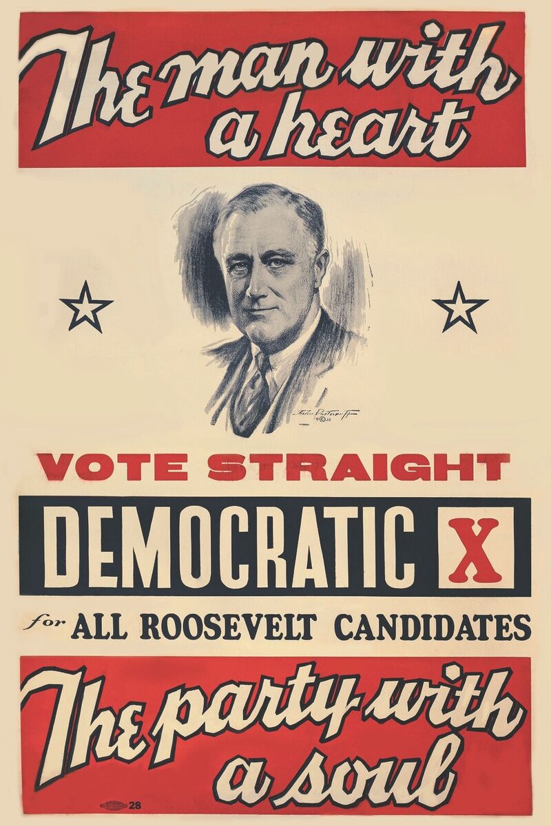 Roosevelt Fdr Campaign Sign Glossy Poster Picture Photo Print Banner Booma Prints