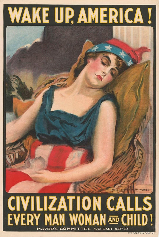 Wake Up America War Propaganda Ad Glossy Poster Picture Photo Print Banner Booma Prints