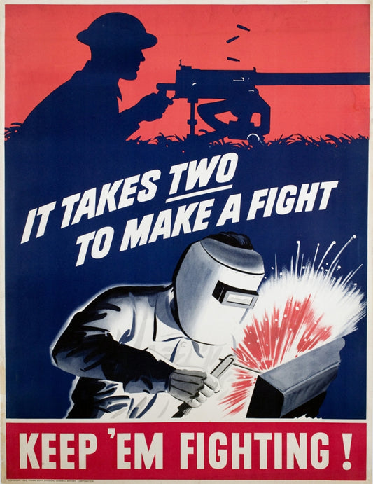 It Takes Two To Make A Fight Ww2 Glossy Poster Picture Photo Print Banner Booma Prints