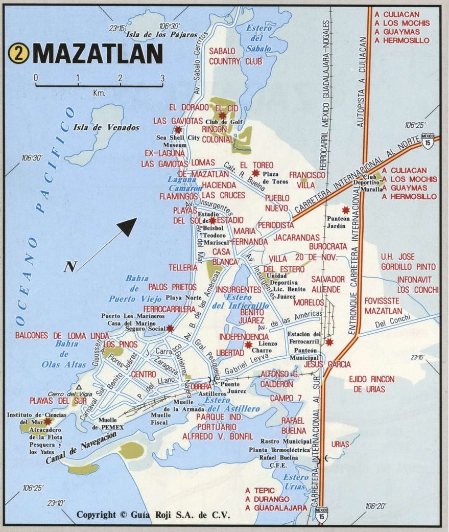 Mazatlan Mexico Road Map Glossy Poster Picture Photo Print Banner Booma Prints
