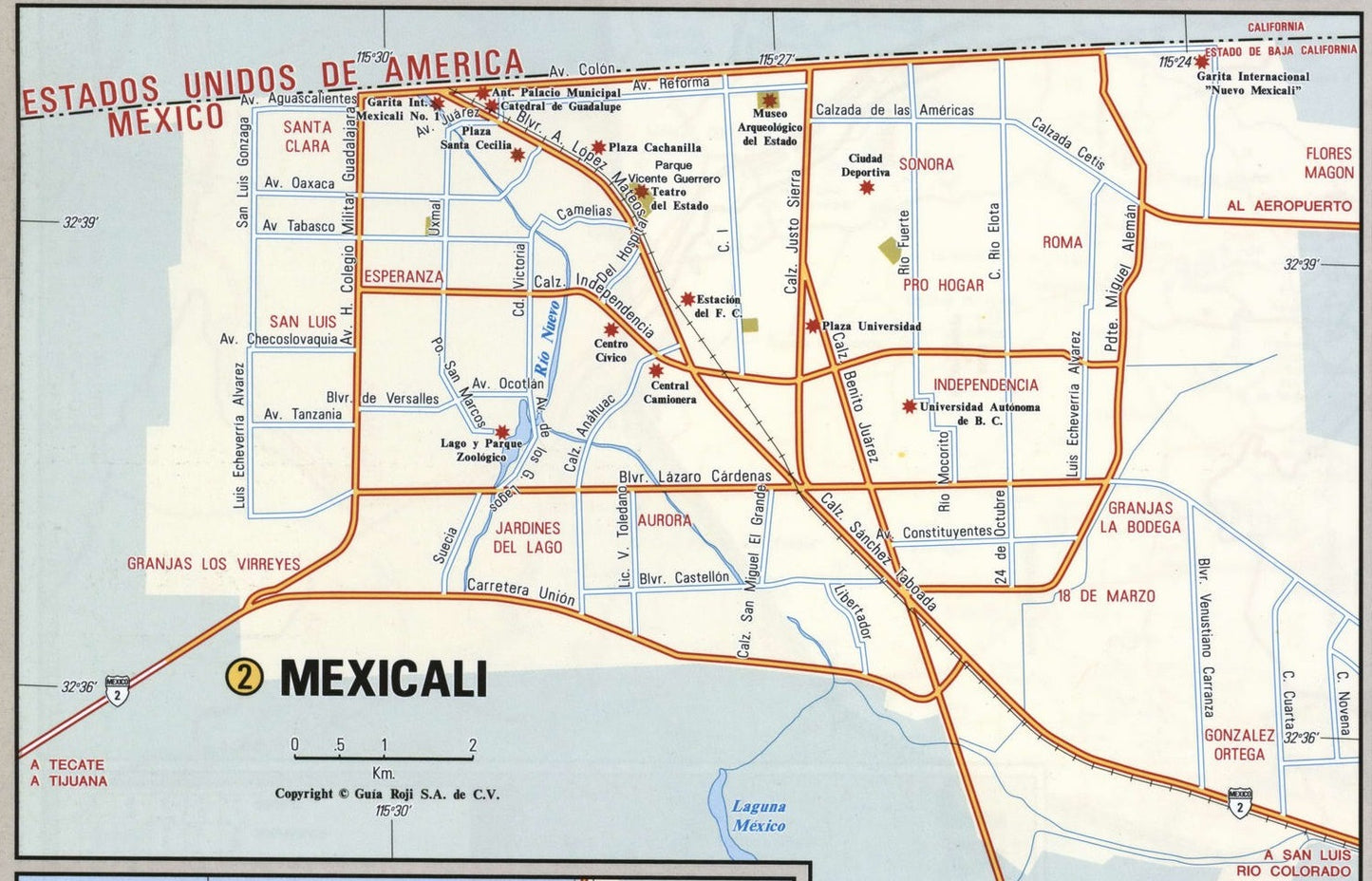 Mexicali Mexico Road Map Glossy Poster Picture Photo Print Banner Booma Prints