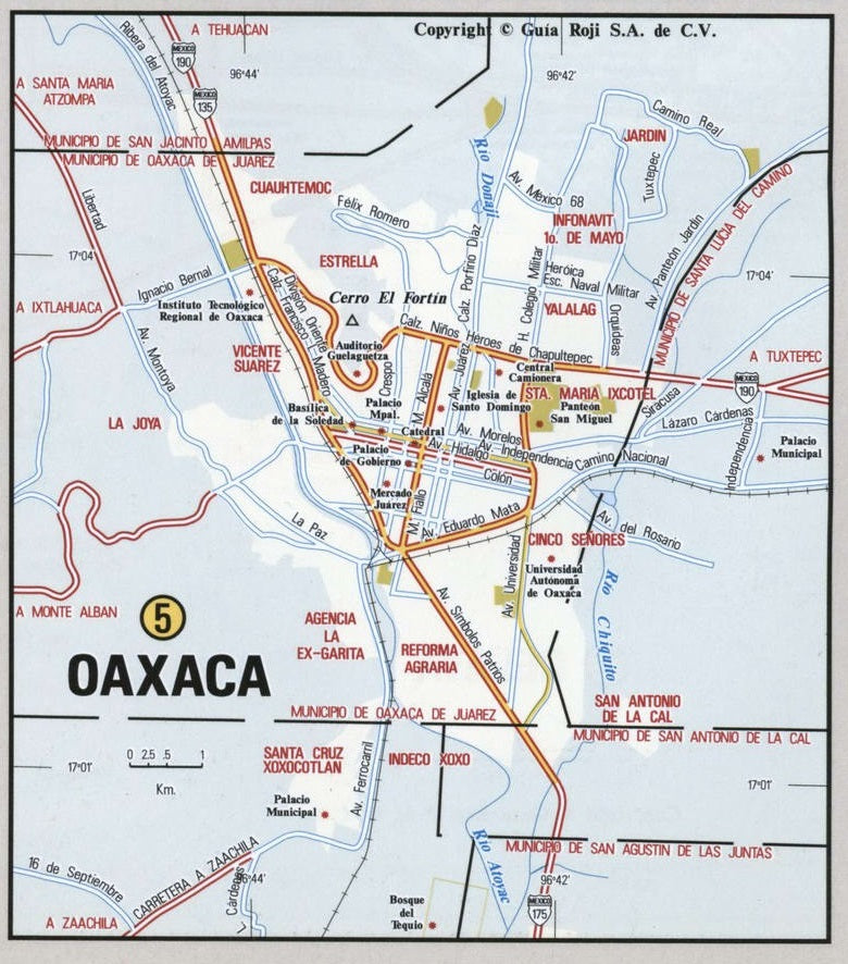 Oxaca Mexico Road Map Glossy Poster Picture Photo Print Banner Booma Prints