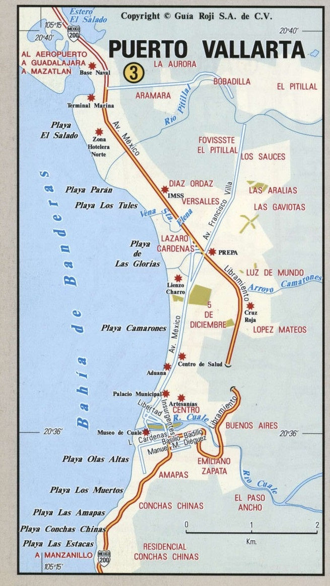 Puerto Vallarta Mexico Road Map Glossy Poster Picture Photo Print Banner Booma Prints
