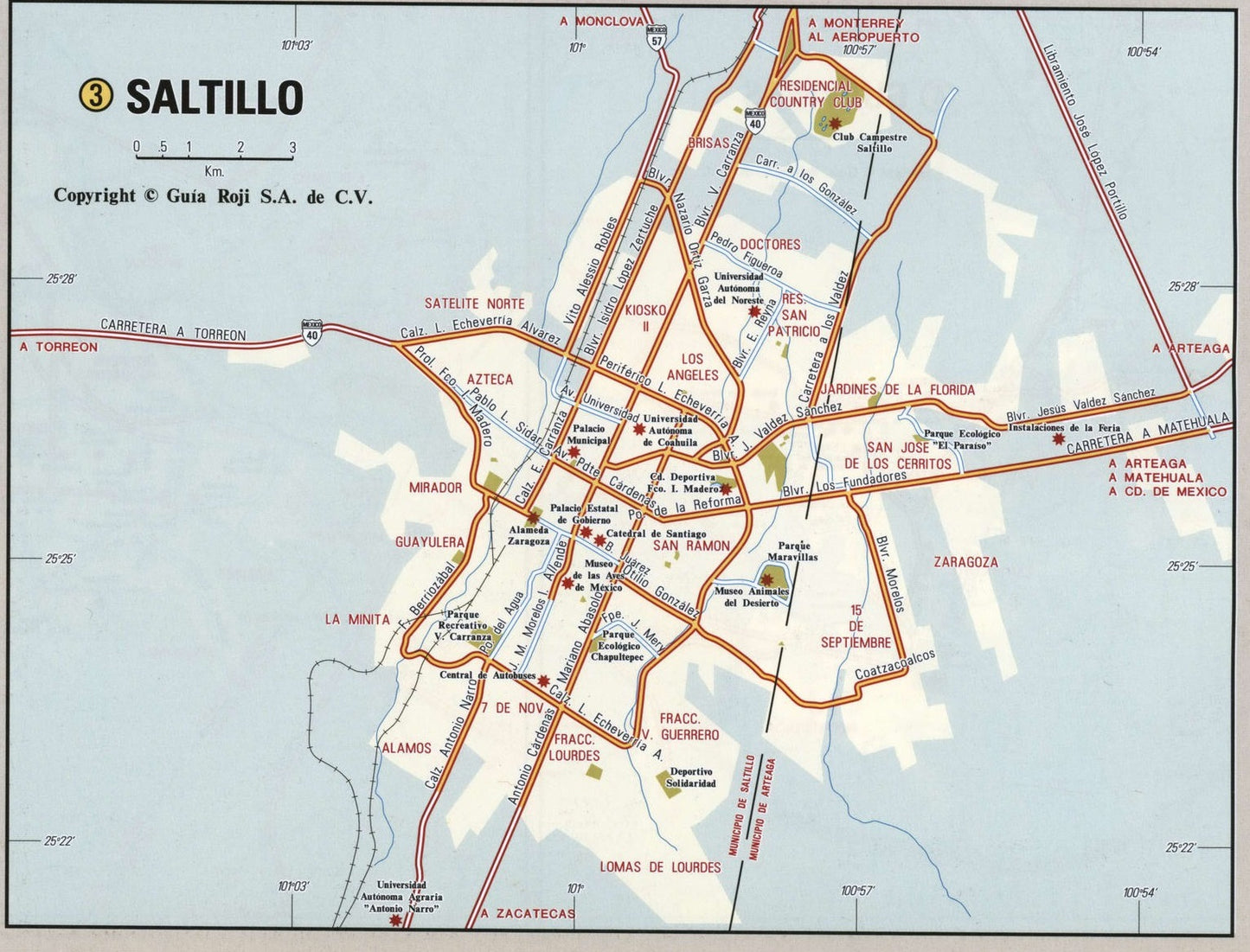 Saltillo Mexico Road Map Glossy Poster Picture Photo Print Banner Booma Prints