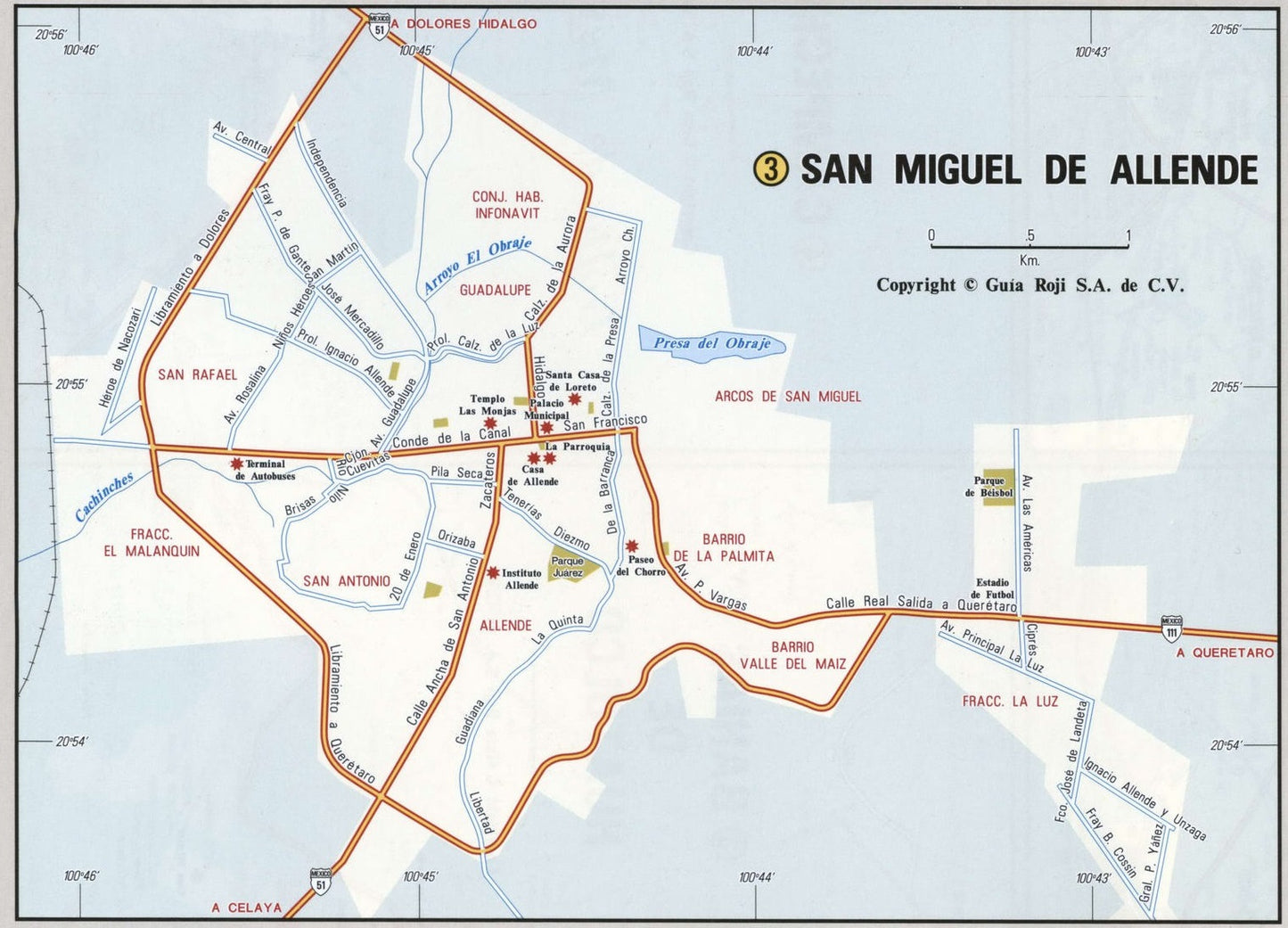 San Miguel De Allende Mexico Map Glossy Poster Picture Photo Print Banner Booma Prints