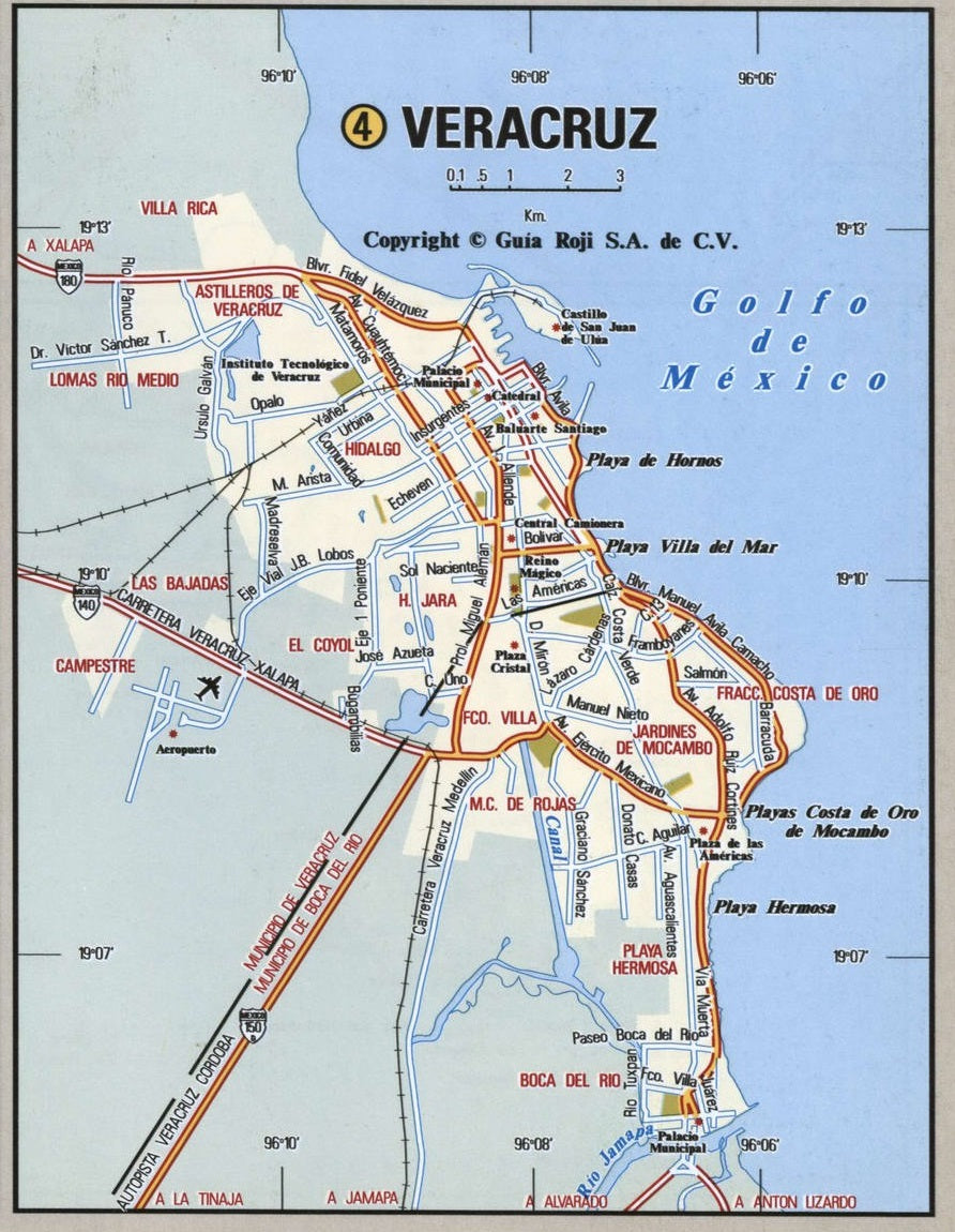 Veracruz Mexico Road Map Glossy Poster Picture Photo Print Banner Booma Prints