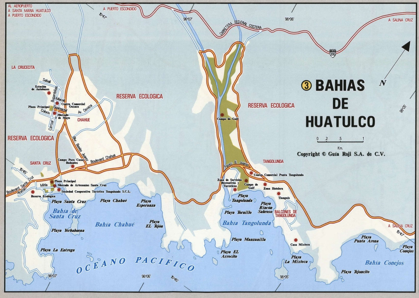 Bahias De Huatulco Mexico Map Glossy Poster Picture Photo Print Banner Booma Prints