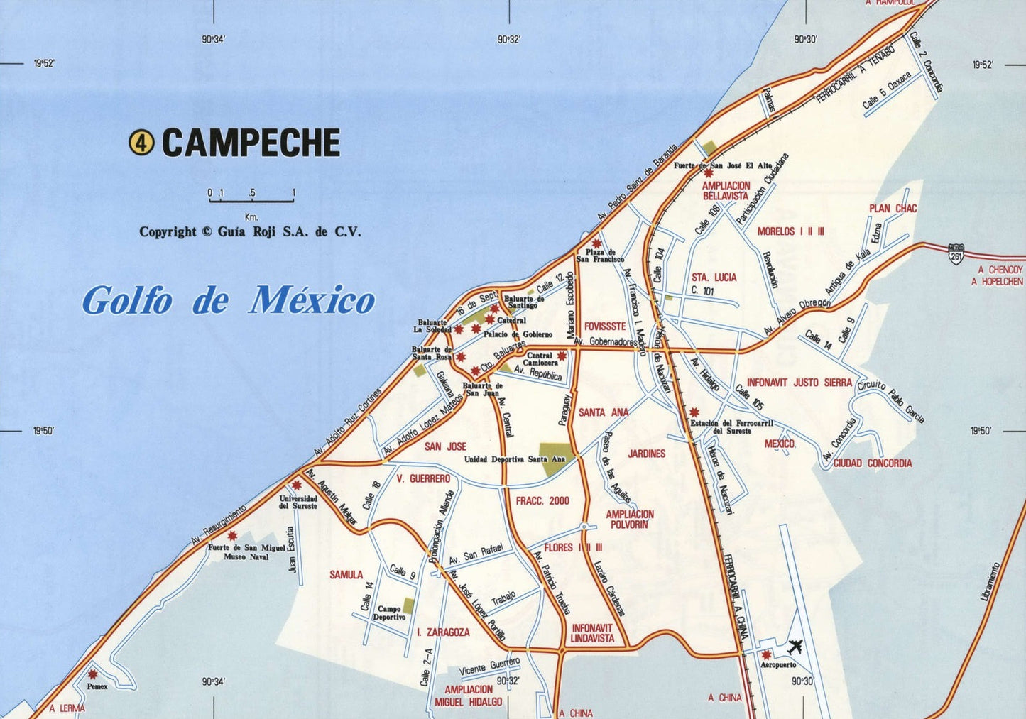 Campeche Mexico Road Map Glossy Poster Picture Photo Print Banner Booma Prints