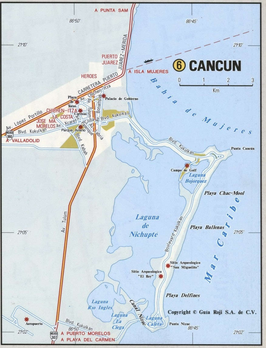 Cancun Mexico Road Map Glossy Poster Picture Photo Print Banner Booma Prints
