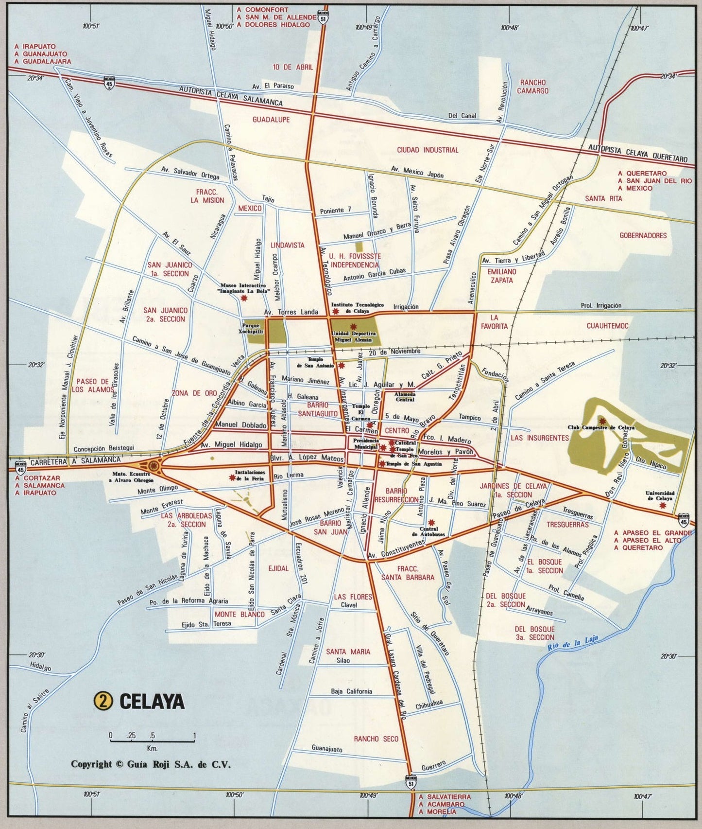 Celaya Mexico Road Map Glossy Poster Picture Photo Print Banner Booma Prints