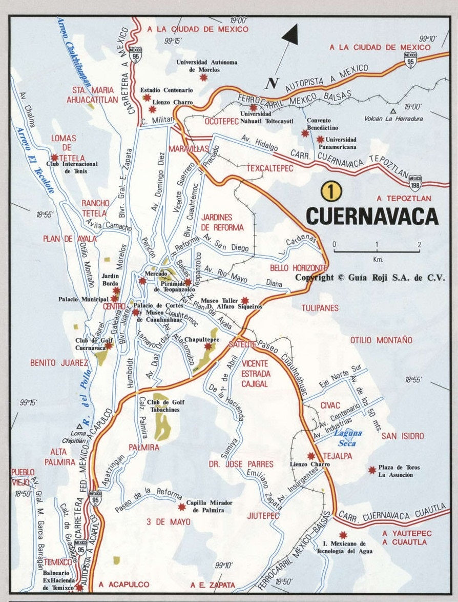 Cuernavaca Mexico Road Map Glossy Poster Picture Photo Print Banner Booma Prints