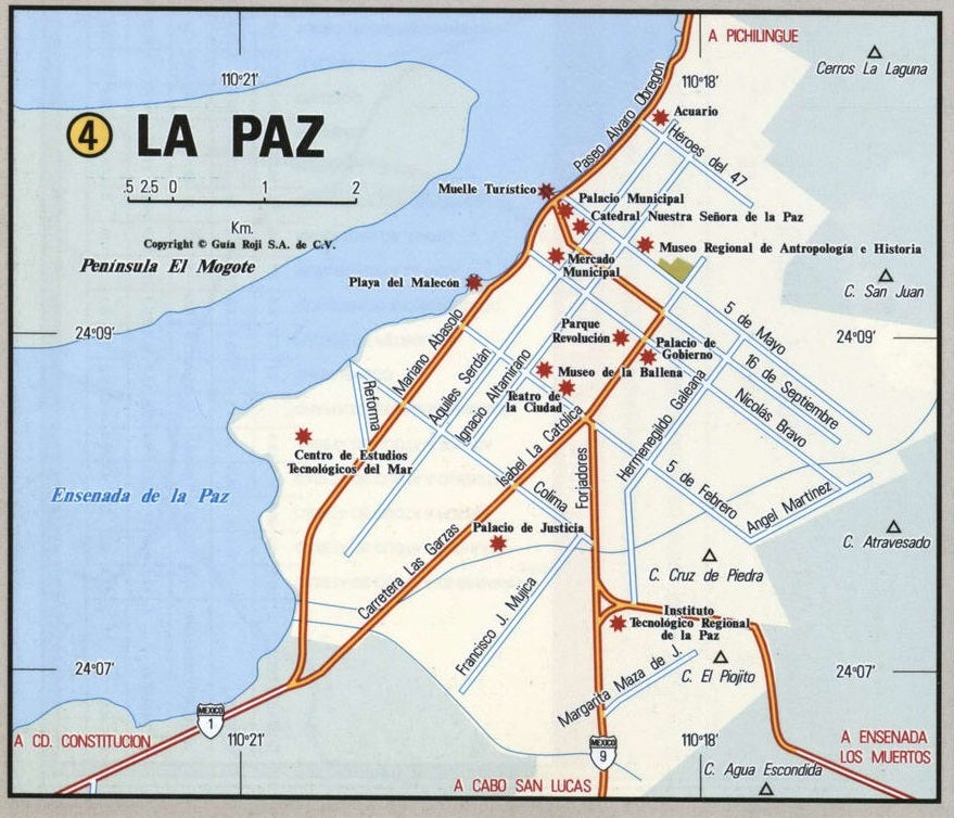 La Paz Mexico Road Map Glossy Poster Picture Photo Print Banner Booma Prints