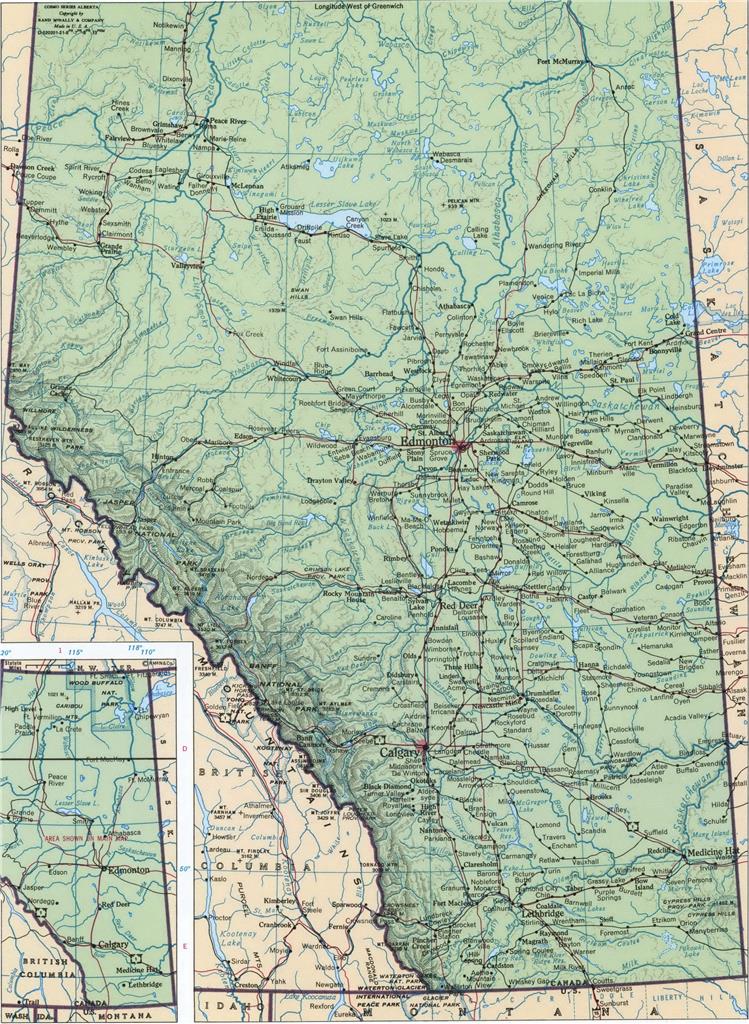 Alberta Canada Road Map Glossy Poster Picture Photo Print Banner Ab Ca Booma Prints