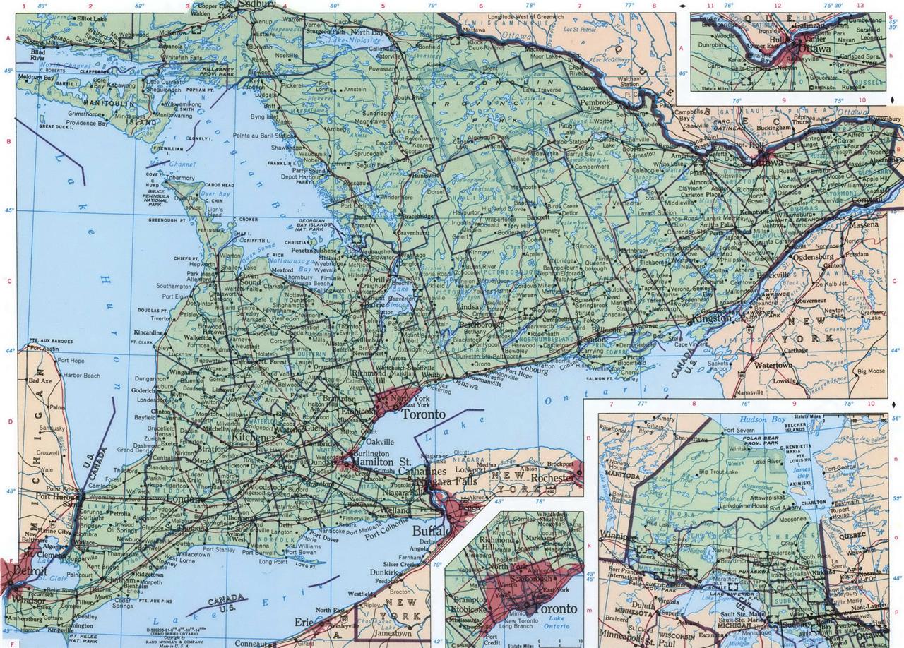 Ontario Canada Geographic Road Map Glossy Poster Picture Photo Print Banner Booma Prints