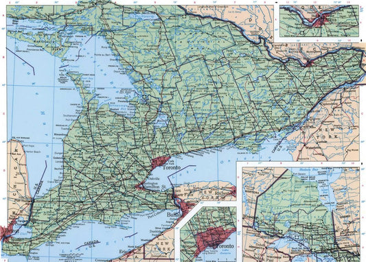 Ontario Canada Geographic Road Map Glossy Poster Picture Photo Print Banner Booma Prints
