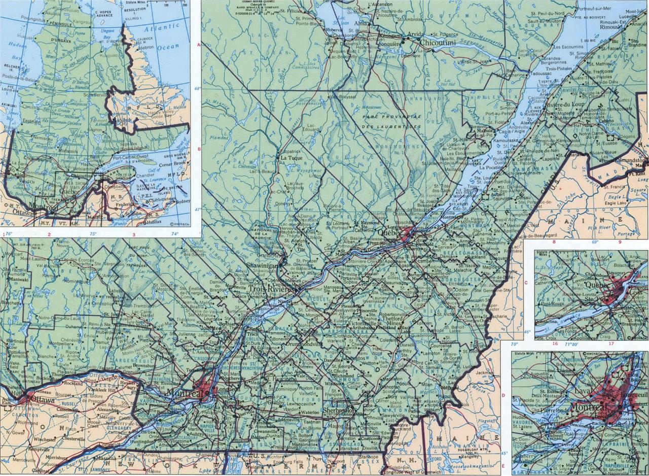 Quebec Canada Geographic Road Map Glossy Poster Picture Photo Print Banner Booma Prints