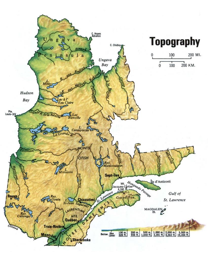 Quebec Canada Topographic Map Glossy Poster Picture Photo Print Banner Booma Prints
