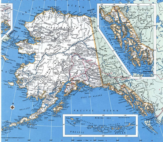 Alaska County Road Map Glossy Poster Picture Photo Print Banner Ak Booma Prints