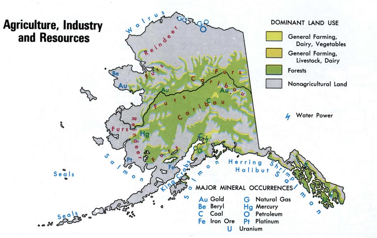 Alaska Resources & Industry Map Glossy Poster Picture Photo Print Banner Ak Booma Prints