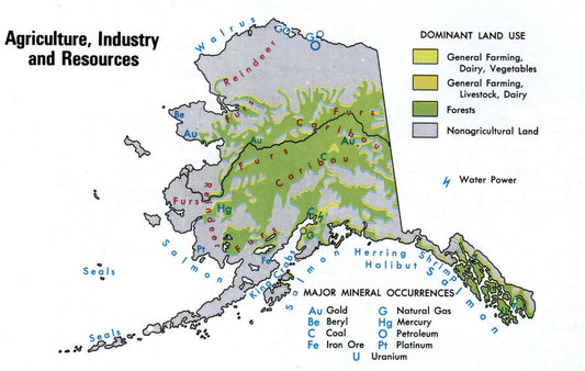 Alaska Resources & Industry Map Glossy Poster Picture Photo Print Banner Ak Booma Prints