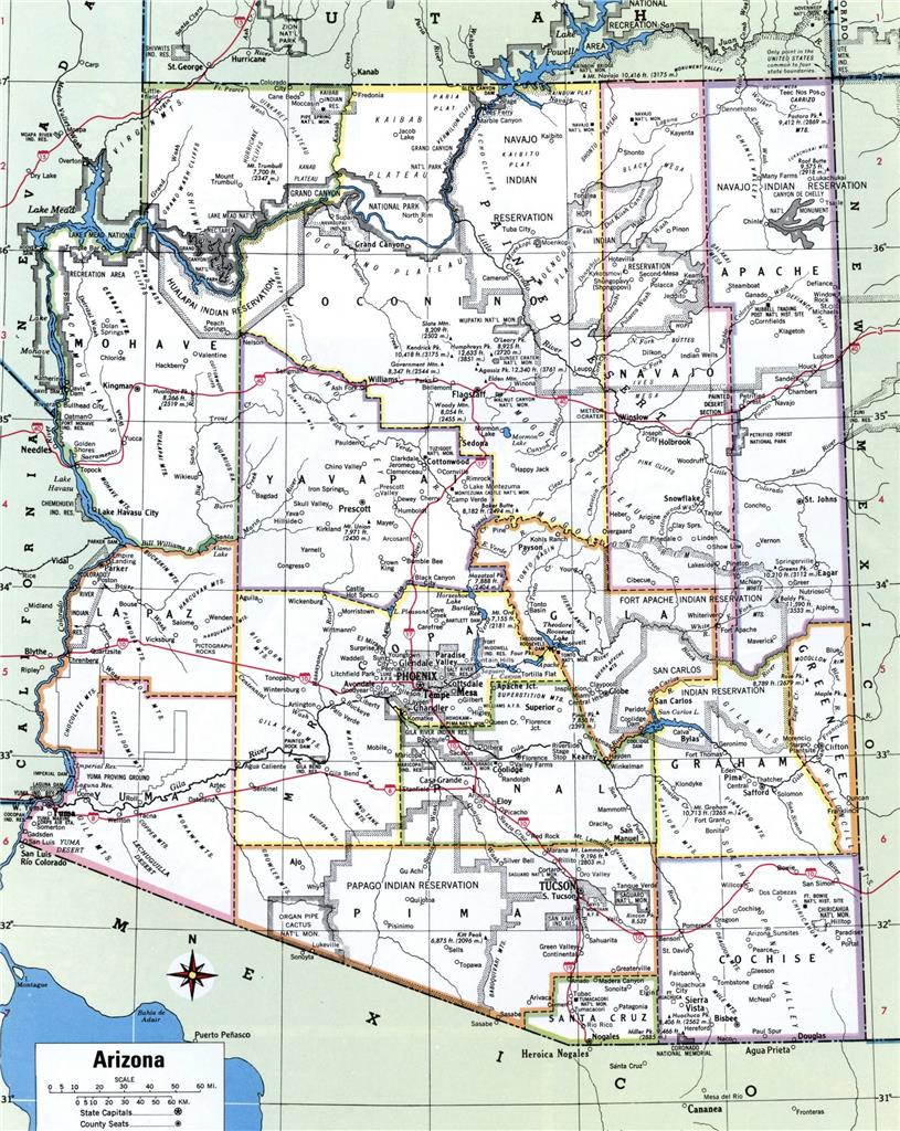 Arizona Counties Road Map Glossy Poster Picture Photo Print Banner Az Booma Prints