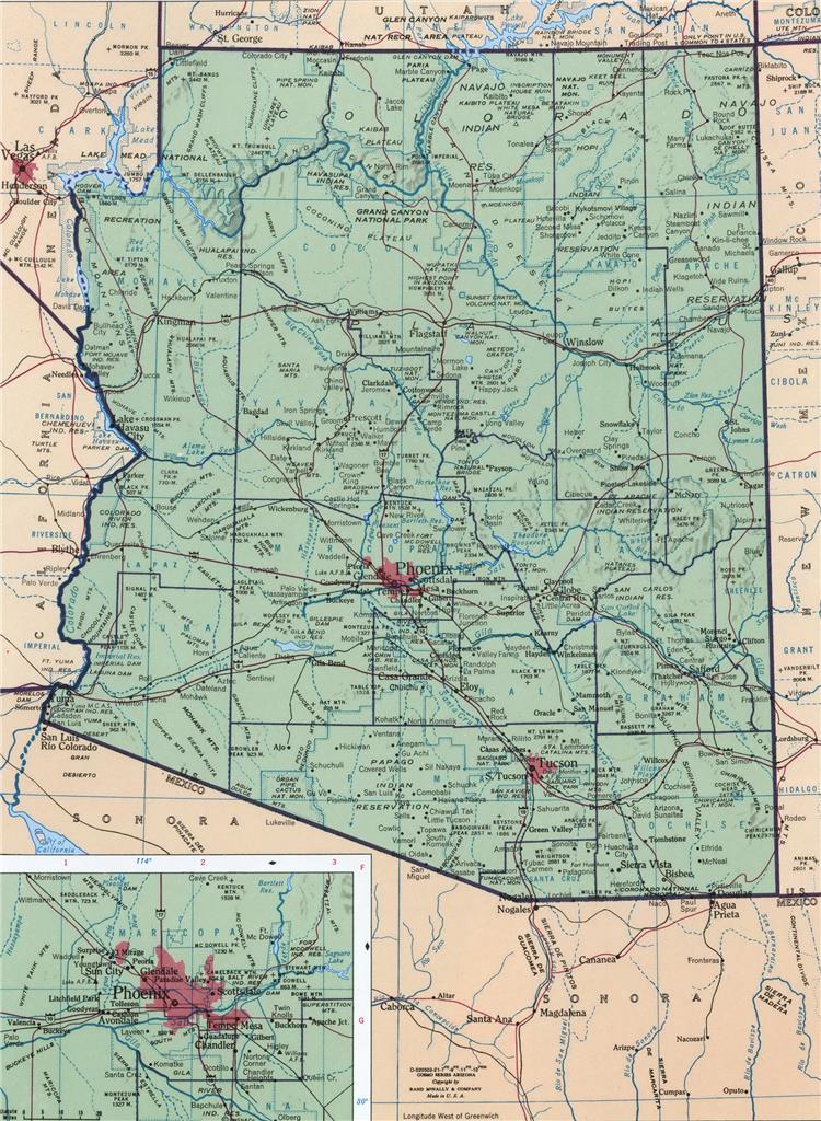 Arizona Geographical Map Glossy Poster Picture Photo Print Banner Az Booma Prints