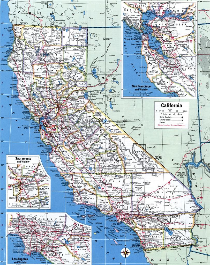 California Counties Road Map Glossy Poster Picture Photo Print Banner Ca Us Booma Prints
