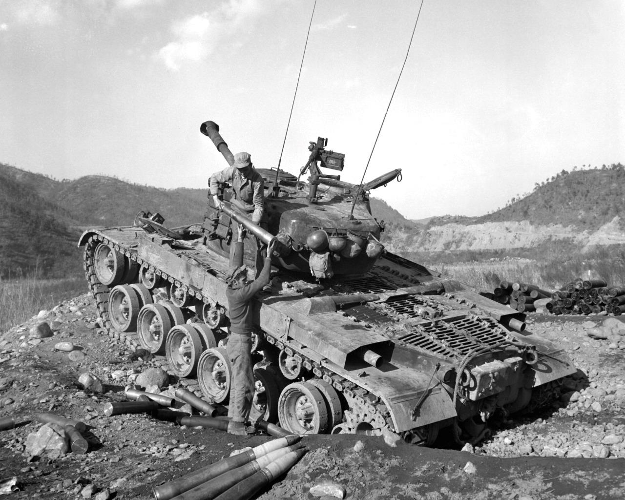M46 Patton Dozer Tank Firing Korea Glossy Poster Picture Photo Print Banner Booma Prints
