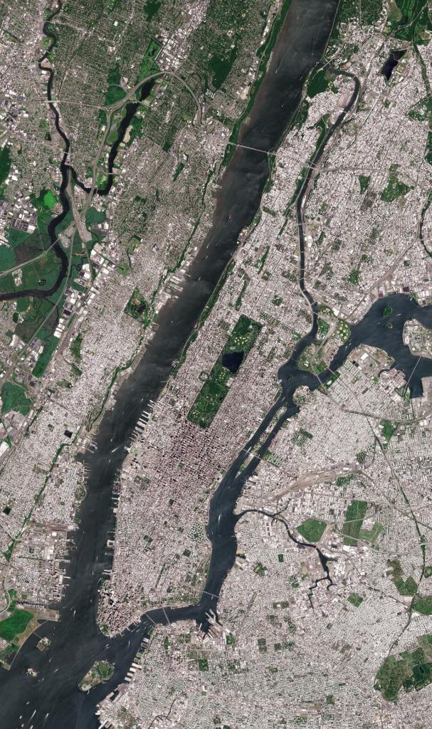 Manhattan Ny Satellite View Glossy Poster Picture Photo Print Banner Booma Prints