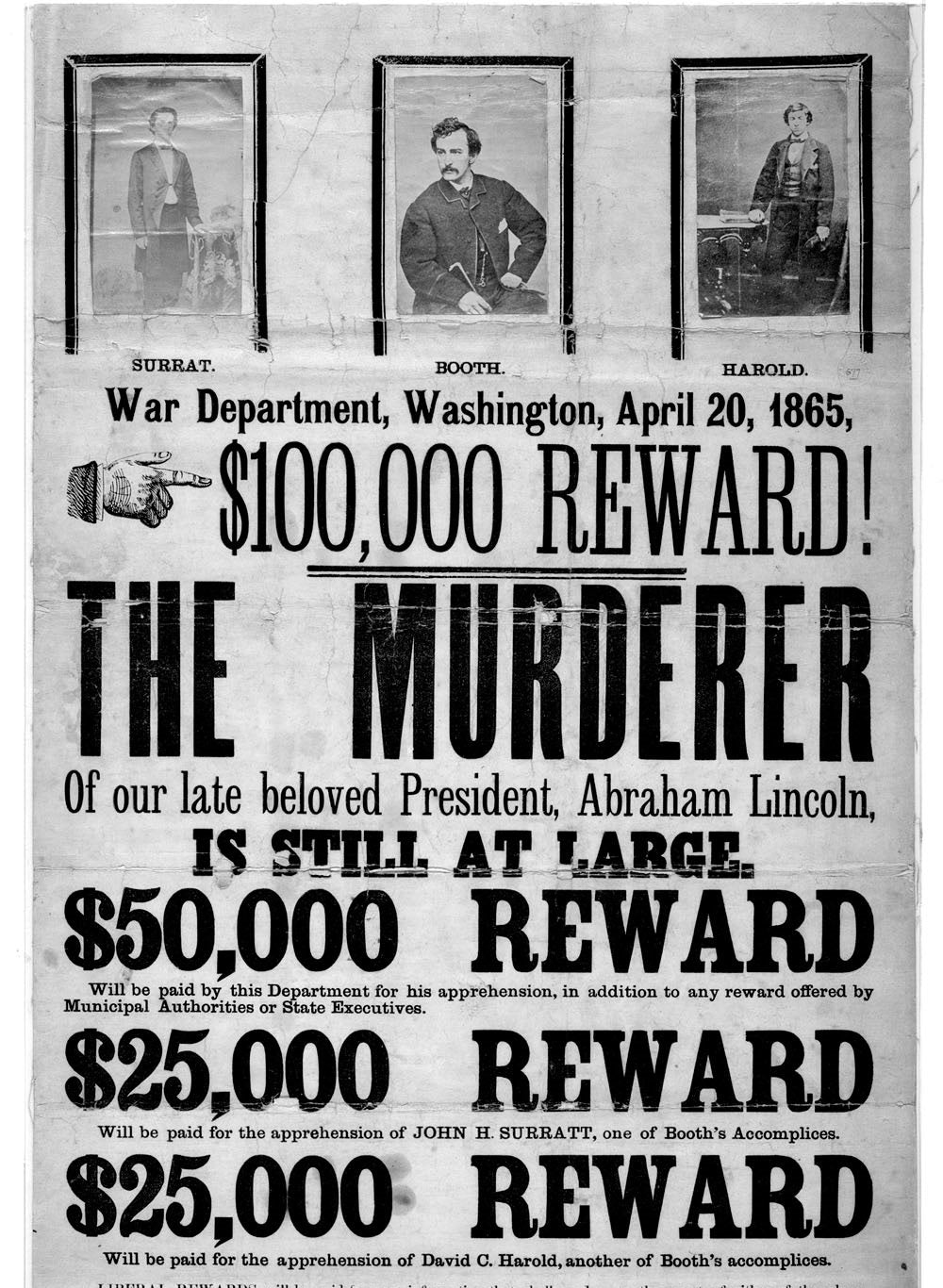 John Wilkes Booth Wanted Poster Glossy Poster Picture Photo Print Banner Booma Prints