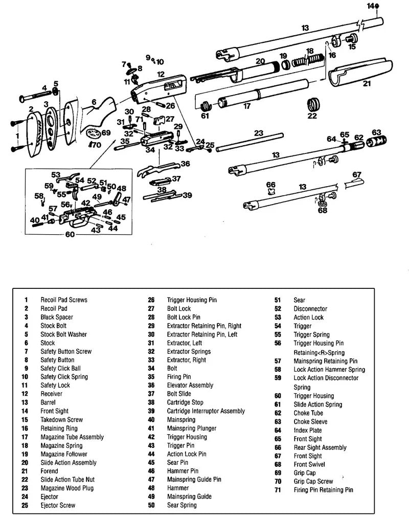 Mossberg 500 Gun Parts Diagram Glossy Poster Picture Photo Print Banner Booma Prints