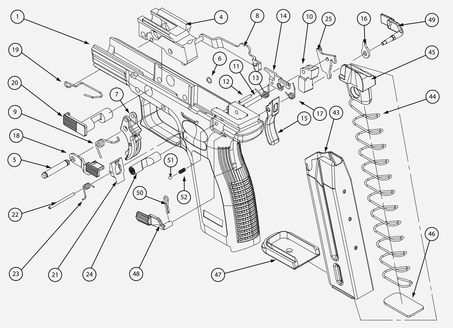 Springfield Xd Gun Diagram Glossy Poster Picture Photo Print Banner Booma Prints