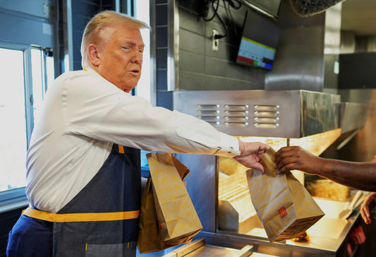 Trump Working Hard Mcdonalds Glossy Poster Picture Photo Print Banner Booma Prints
