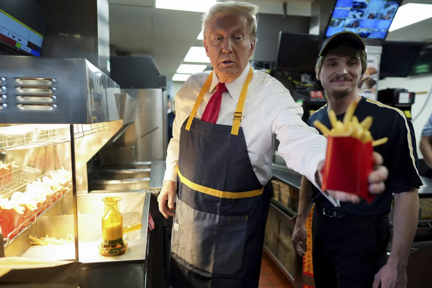 Trump Handing Out Fries Mcdonalds Glossy Poster Picture Photo Print Banner Booma Prints