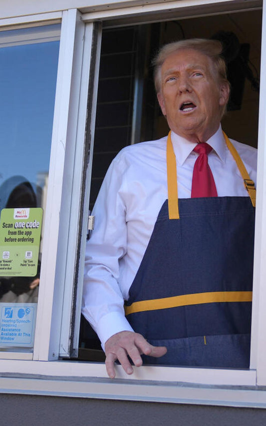 Trump Waving Mcdonalds Window Glossy Poster Picture Photo Print Banner Booma Prints