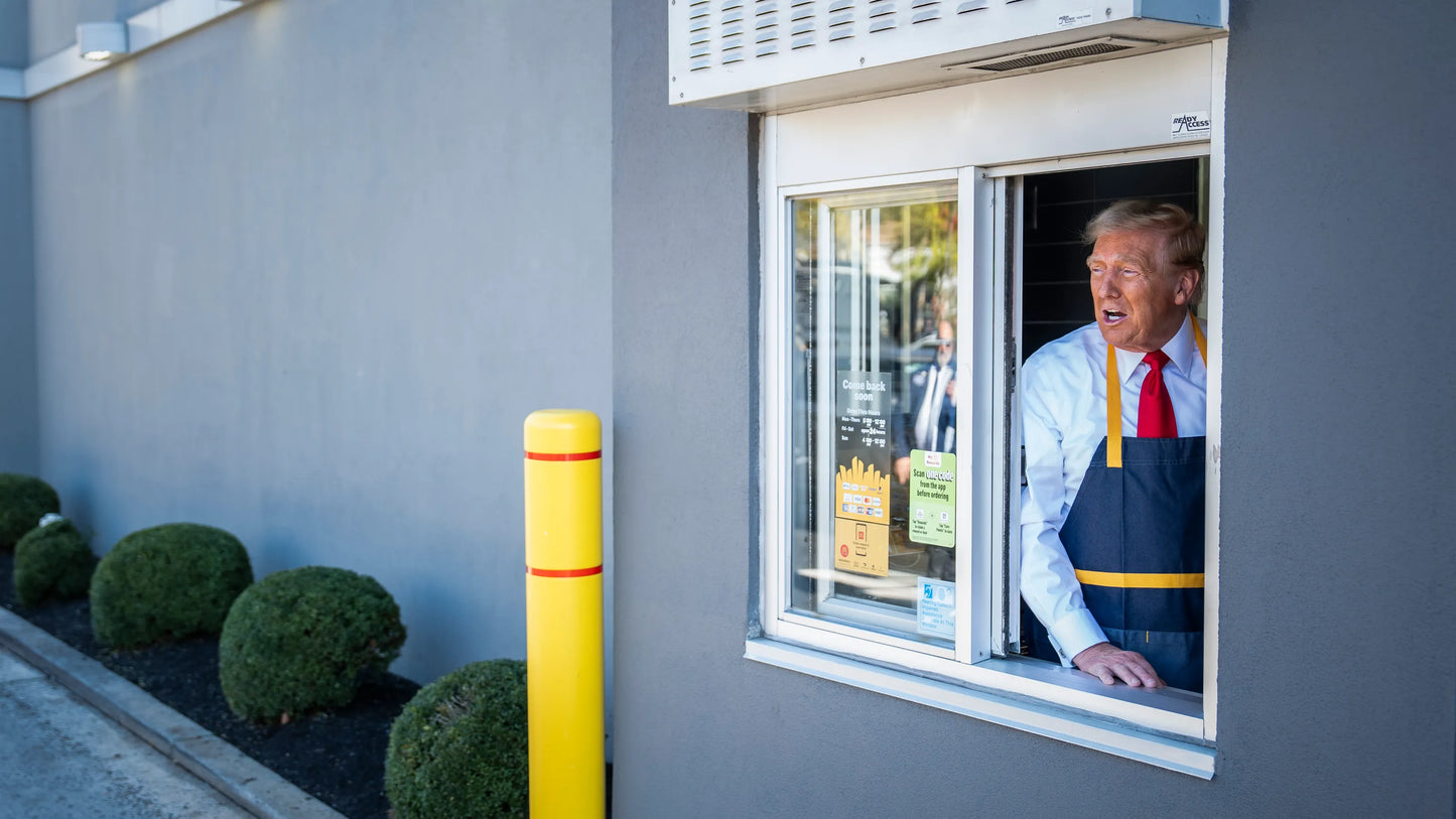 Trump Talking Mcdonalds Window Glossy Poster Picture Photo Print Banner Booma Prints