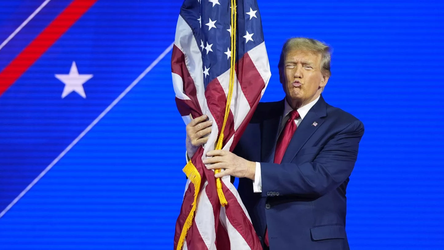 Trump Hug And Kiss Usa Flag Glossy Poster Picture Photo Print Banner Booma Prints