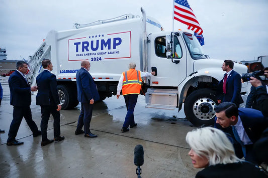 Trump Getting In Garbage Truck Glossy Poster Picture Photo Print Banner Booma Prints