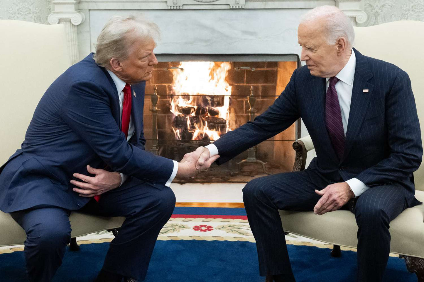 Trump Biden Meeting Handshake Glossy Poster Picture Photo Print Banner Booma Prints