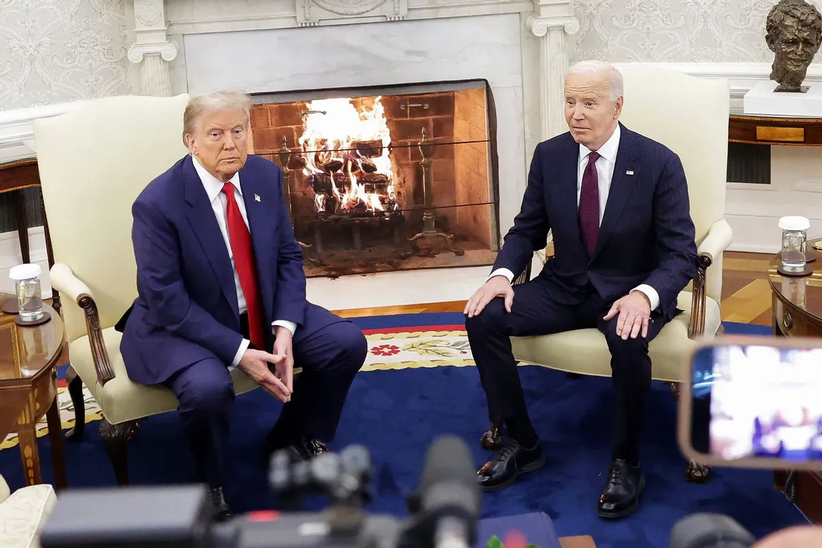 Trump Biden Meeting 2024 Glossy Poster Picture Photo Print Banner Booma Prints