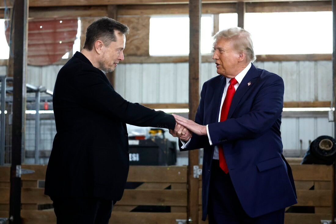Elon Musk Trump Handshake Usa Glossy Poster Picture Photo Print Banner Booma Prints