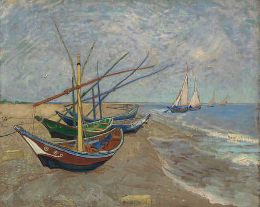 Van Gogh Fishing Boats On Beach Glossy Poster Picture Photo Print Banner  Booma Prints