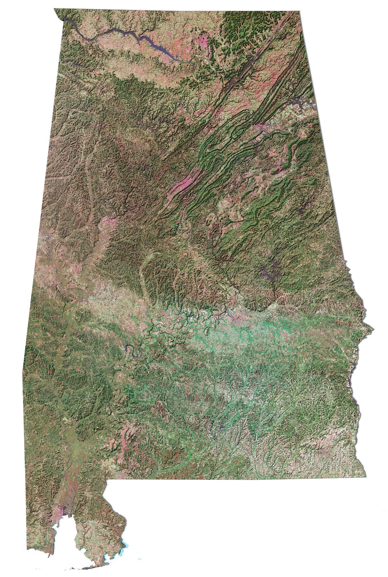 Alabama Satellite Map Glossy Poster Picture Photo Print Banner  Booma Prints