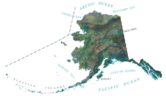 Alaska Satellite Map Glossy Poster Picture Photo Print Banner  Booma Prints