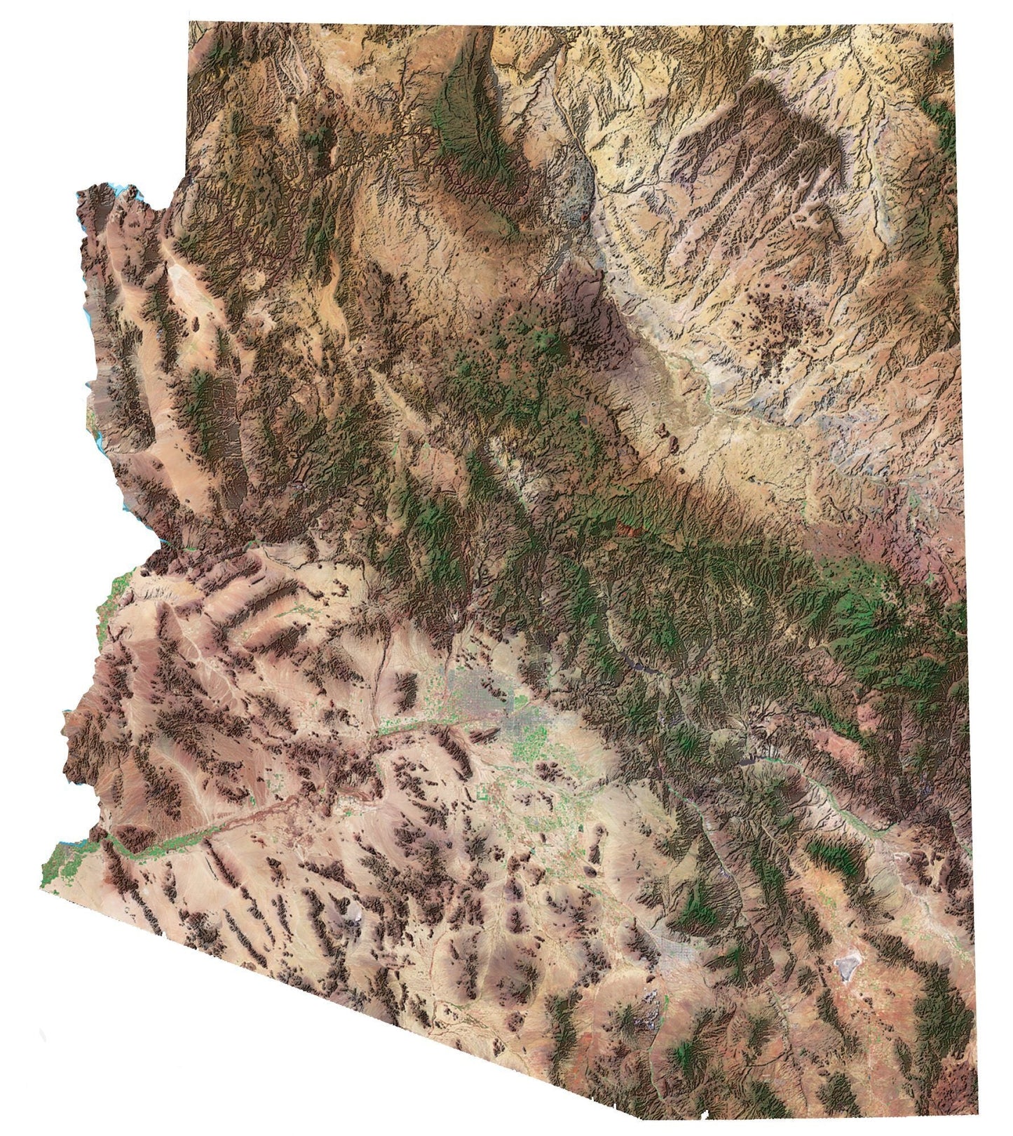 Arizona Satellite Map Glossy Poster Picture Photo Print Banner  Booma Prints