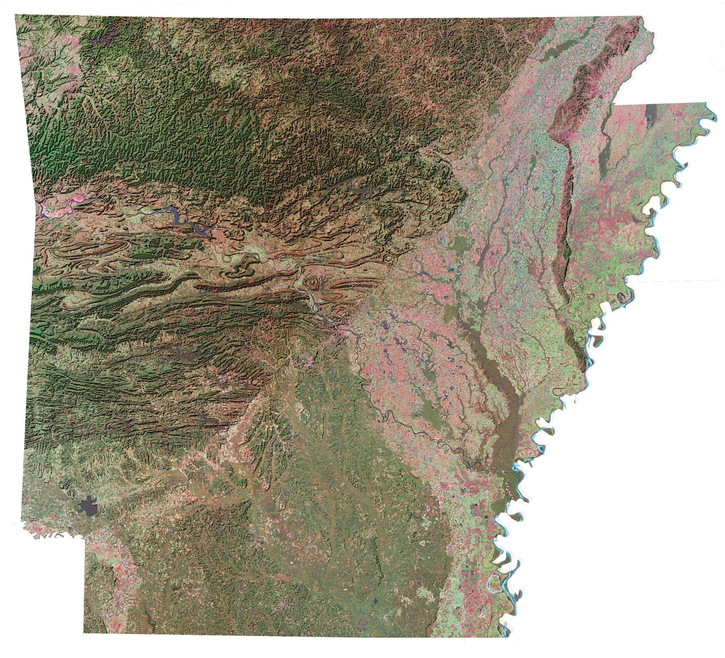 Arkansas Satellite Map Glossy Poster Picture Photo Print Banner  Booma Prints