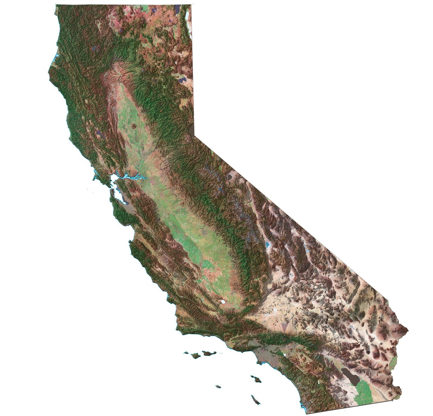 California Satellite Map Glossy Poster Picture Photo Print Banner  Booma Prints