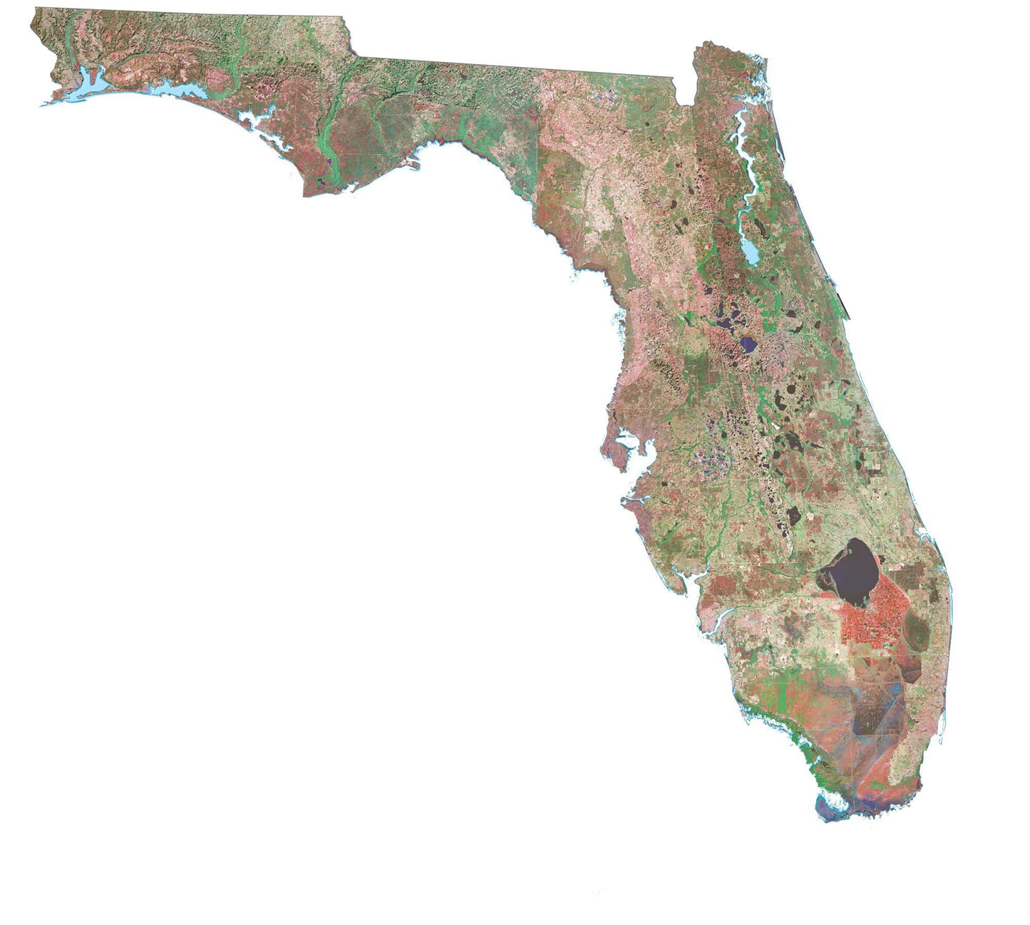 Florida Satellite Map Glossy Poster Picture Photo Print Banner  Booma Prints