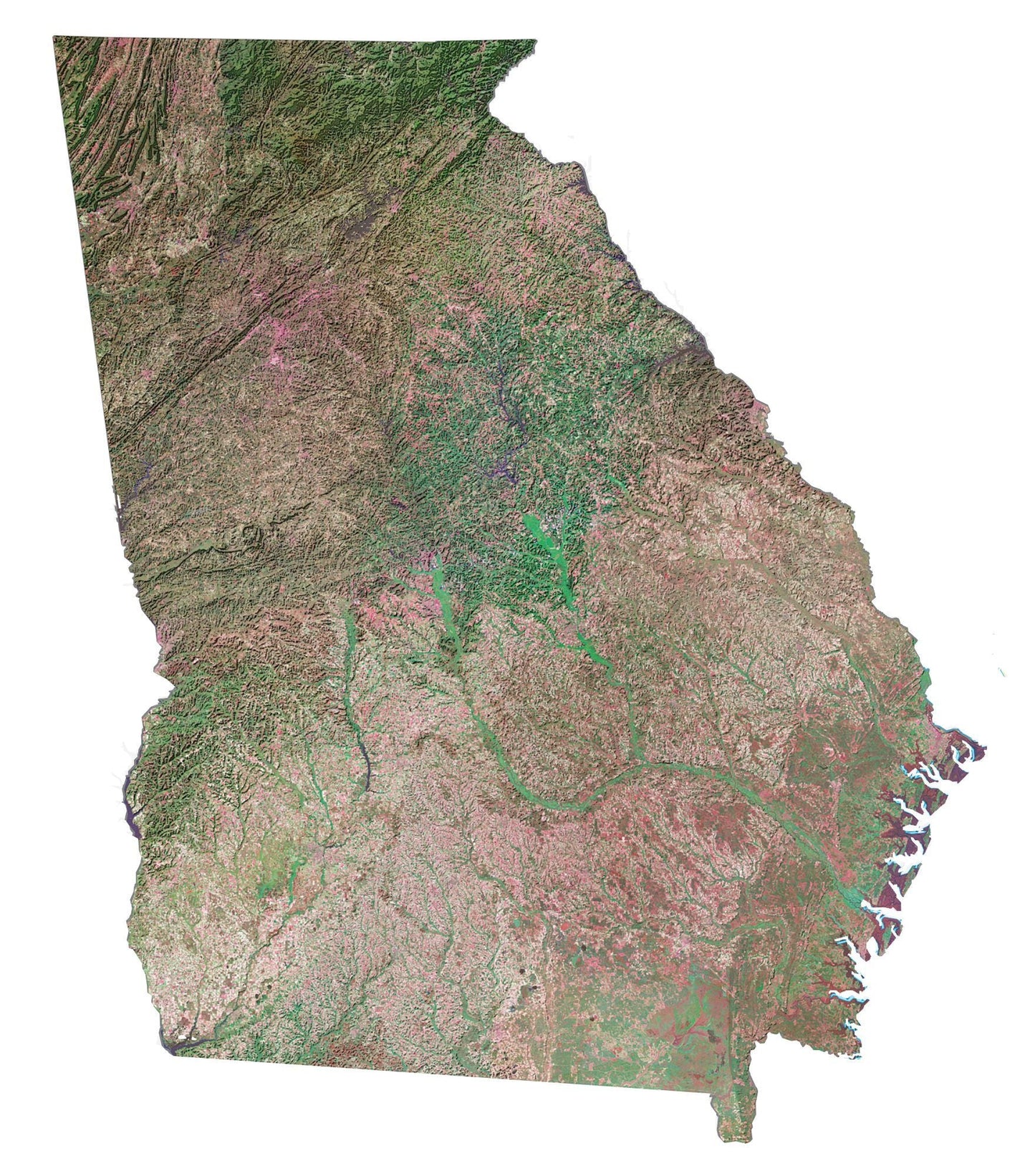 Georgia Satellite Map Glossy Poster Picture Photo Print Banner  Booma Prints