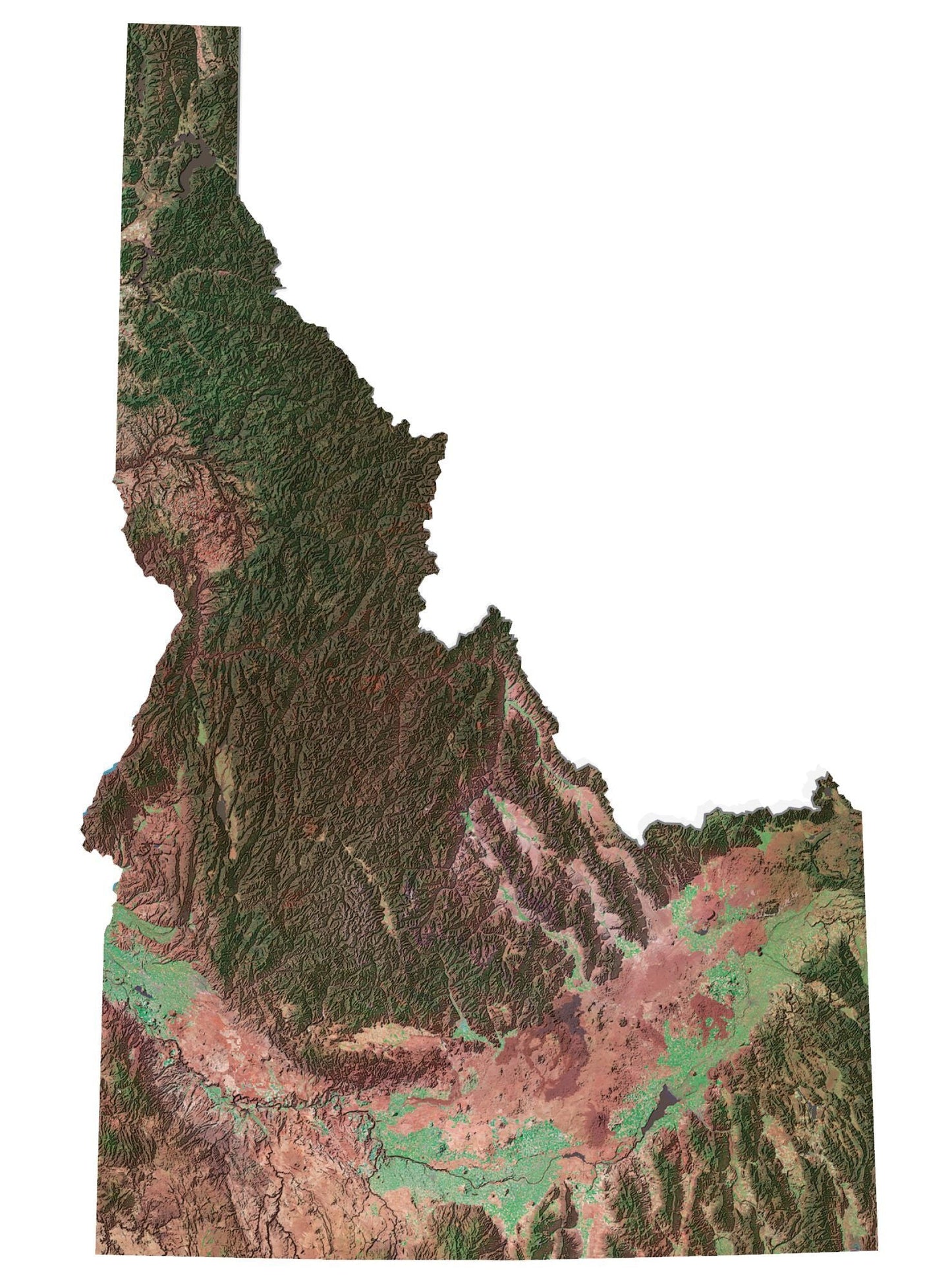 Idaho Satellite Map Glossy Poster Picture Photo Print Banner  Booma Prints